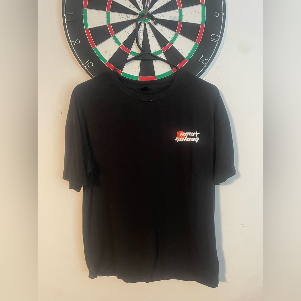 Black 90s New Galaxy tee with red accents